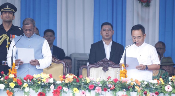 Golay Takes Oath As Sikkims Cm For Second Term Sikkimexpress