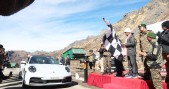 Super car rally promoting Ran Bhoomi tourism flagged in at Cho La
