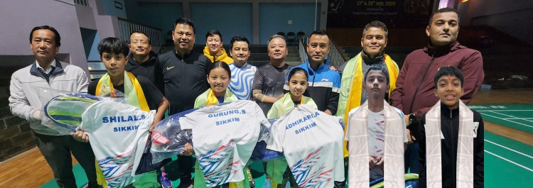 Sikkim’s U-13 badminton team for sub-junior nationals 2024 in Jammu