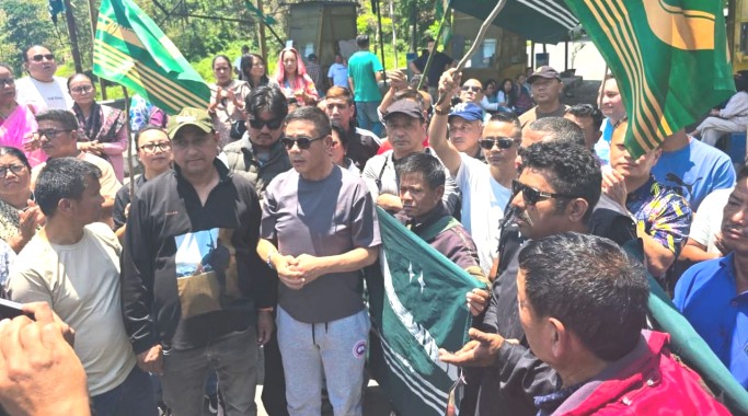 GNLF protests against toll tax at Rohini Toll Plaza